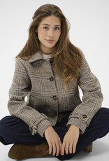 Cream Georg Short Coat in Grey Check