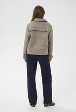 Cream Georg Short Coat in Grey Check