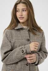 Cream Georg Short Coat in Grey Check