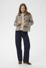 Cream Georg Short Coat in Grey Check
