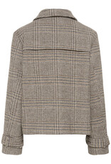 Cream Georg Short Coat in Grey Check
