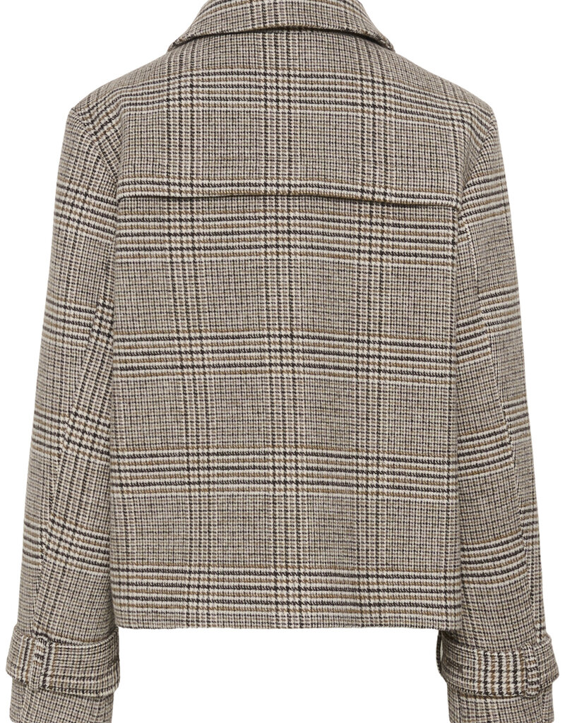 Cream Georg Short Coat in Grey Check