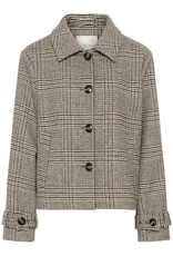 Cream Georg Short Coat in Grey Check