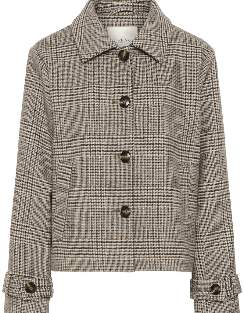 Cream Georg Short Coat in Grey Check