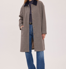 Gentle Fawn Millie Navy Tweed Coat with Collar Detail