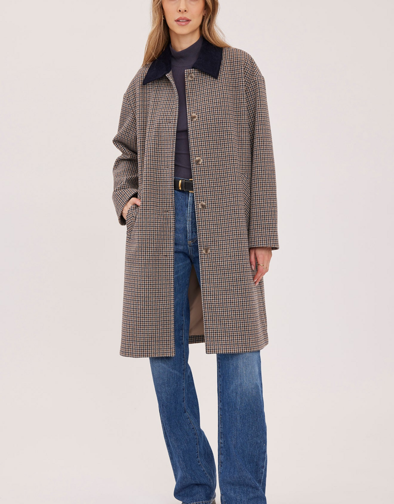 Gentle Fawn Millie Navy Tweed Coat with Collar Detail
