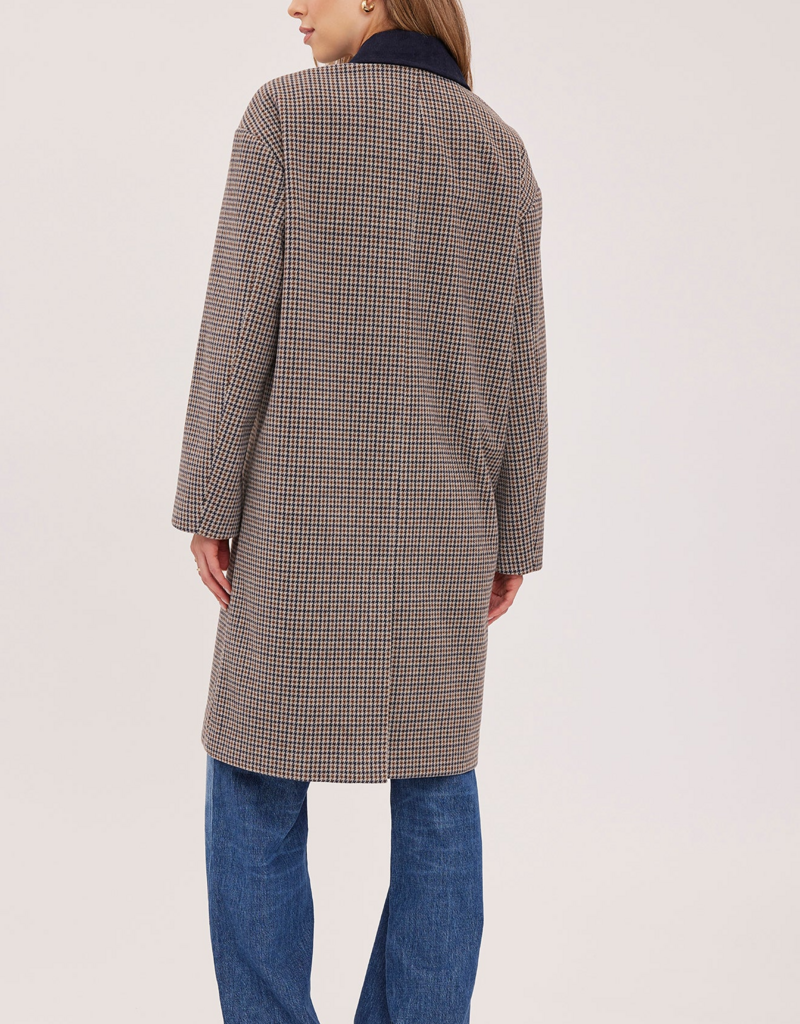 Gentle Fawn Millie Navy Tweed Coat with Collar Detail