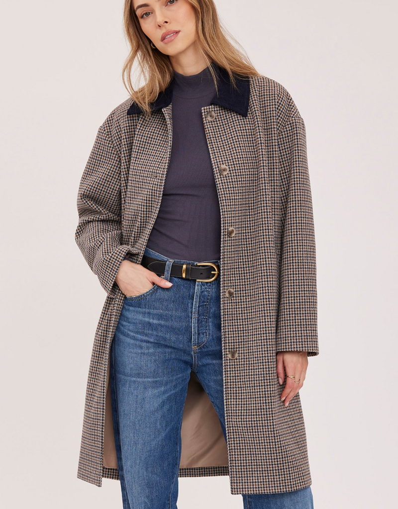 Gentle Fawn Millie Navy Tweed Coat with Collar Detail