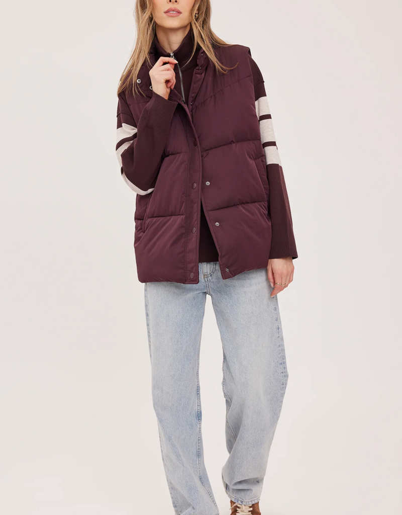 Gentle Fawn Shiloh Puffer Vest in Fig Burgundy