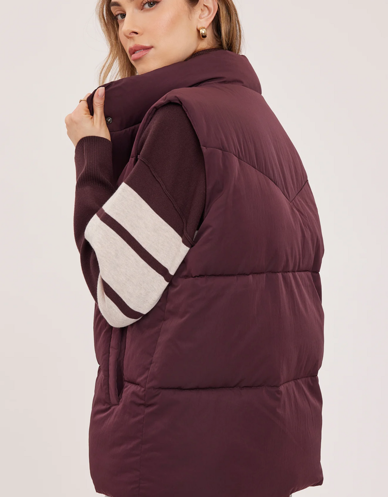 Gentle Fawn Shiloh Puffer Vest in Fig Burgundy