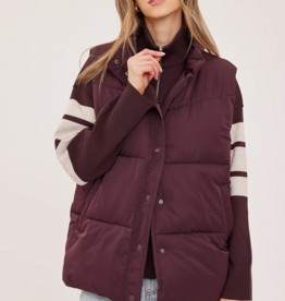 Gentle Fawn Shiloh Puffer Vest in Fig Burgundy