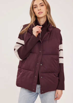 Gentle Fawn Shiloh Puffer Vest in Fig Burgundy
