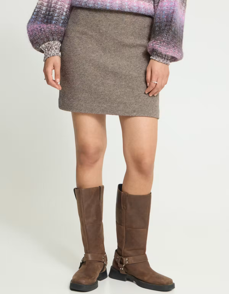 ICHI Wolca Skirt in Greige Melange