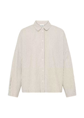 ICHI Tamanna Coffee Striped Button-Up