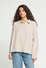 ICHI Tamanna Button up in Coffee-Birch Stripe