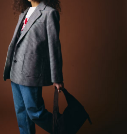 ICHI Lubana Blazer in Grey Houndstooth Check
