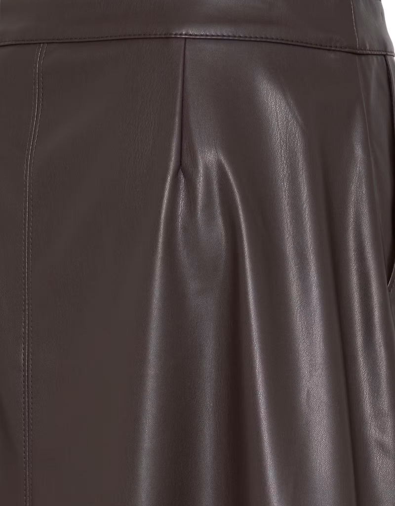 B.Young Daja Midi Pleather Skirt in Java Brown