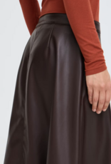 B.Young Daja Midi Pleather Skirt in Java Brown