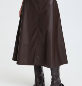 B.Young Daja Midi Pleather Skirt in Java Brown