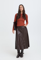 B.Young Daja Midi Pleather Skirt in Java Brown