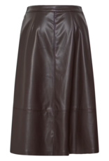 B.Young Daja Midi Pleather Skirt in Java Brown