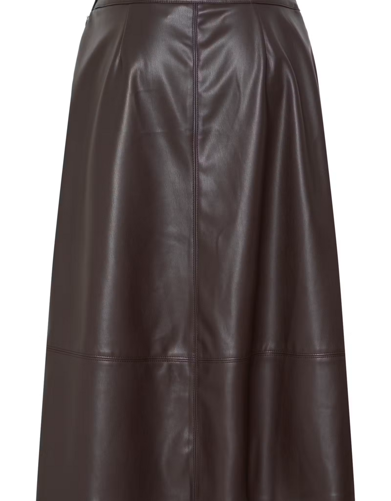B.Young Daja Midi Pleather Skirt in Java Brown