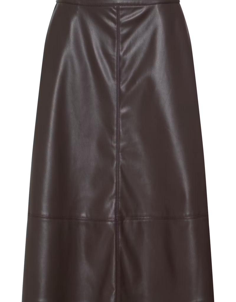 B.Young Daja Midi Pleather Skirt in Java Brown