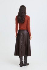 B.Young Daja Midi Pleather Skirt in Java Brown