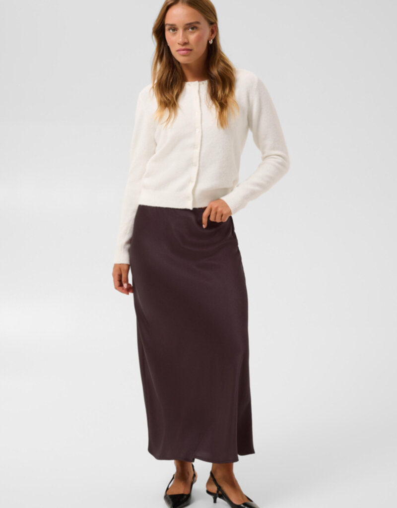 Kaffe Lotte Satin Skirt in Fudge
