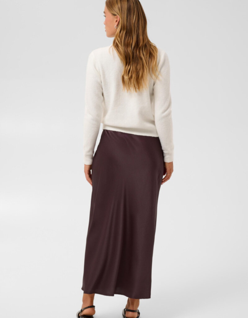 Kaffe Lotte Satin Skirt in Fudge