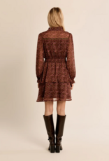 Molly Bracken Kasey Long Sleeve Mini Dress in Khaki Olga Floral