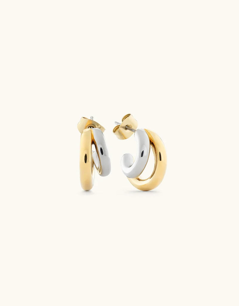 Sugar Blossom Mia Dual Metal Hoop in Silver and Gold