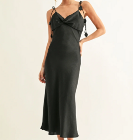 Adelyn Rae Emmy Twist Chest Bias Midi Slip Dress in Black