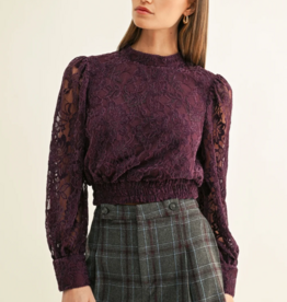 Adelyn Rae Myla Mock Neck Long Sleeve Lace Top
