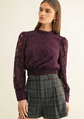 Adelyn Rae Myla Mock Neck Long Sleeve Lace Top