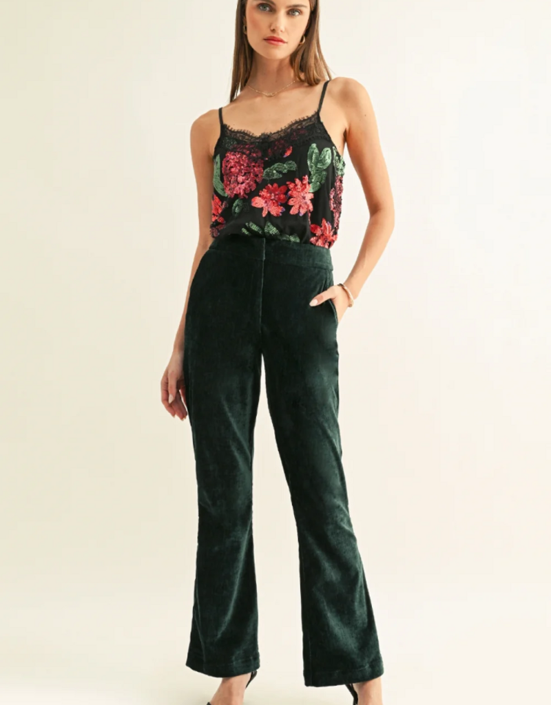 Adelyn Rae Scarlette Contrast Lace Sequin Cami in Black Mutli Sequin