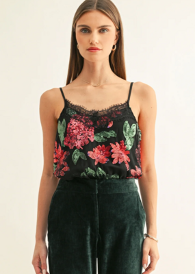 Adelyn Rae Scarlette Contrast Lace & Sequin Cami