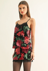 Adelyn Rae Scarlette Contrast Lace Sequin Cami in Black Mutli Sequin