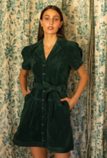 Adelyn Rae Paige Vegan Suede Belted Mini Dress in Hunter Green