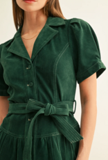 Adelyn Rae Paige Vegan Suede Belted Mini Dress in Hunter Green