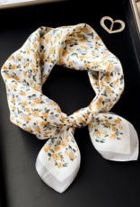 LadyJuneAccessories Vintage Rose Silk Scarf in Yellow Rose White