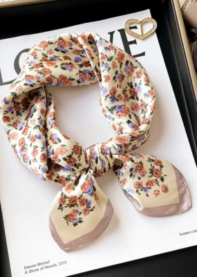 LadyJuneAccessories Vintage Rose Silk Scarf in Red Rose Pink