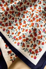 LadyJuneAccessories Vintage Rose Silk Scarf in Red Rose White