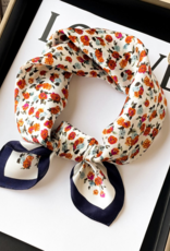LadyJuneAccessories Vintage Rose Silk Scarf in Red Rose White