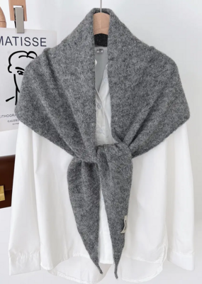LadyJuneAccessories Soft Knit Triangle Scarf in Grey