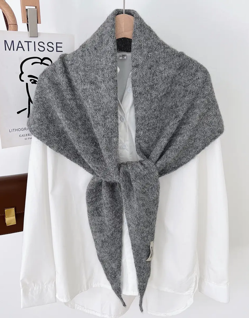 LadyJuneAccessories Soft Knit Triangle Scarf in Grey