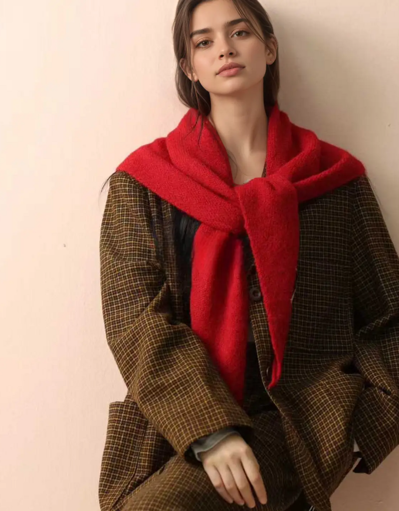 LadyJuneAccessories Soft Knit Triangle Scarf in Red