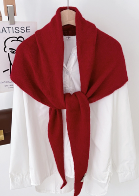LadyJuneAccessories Soft Knit Triangle Scarf in Red