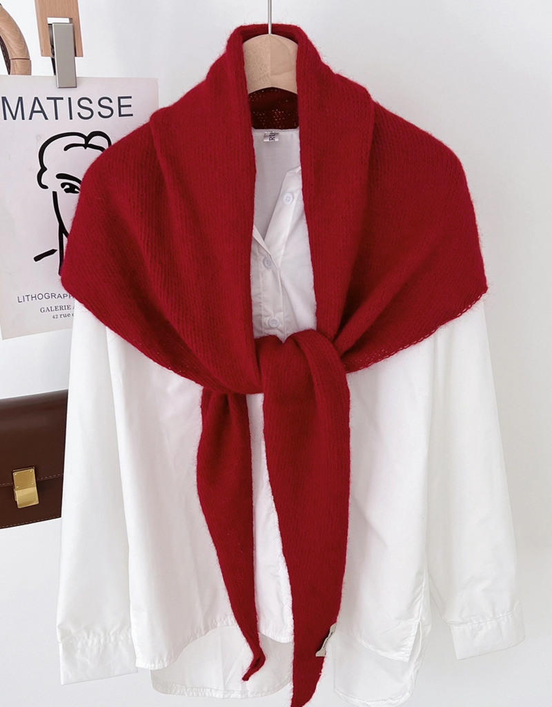 LadyJuneAccessories Soft Knit Triangle Scarf in Red