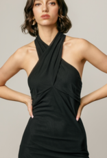 Dress Forum Chelle Twisted Halter Neck Maxi With Mesh Skirt in Merlot